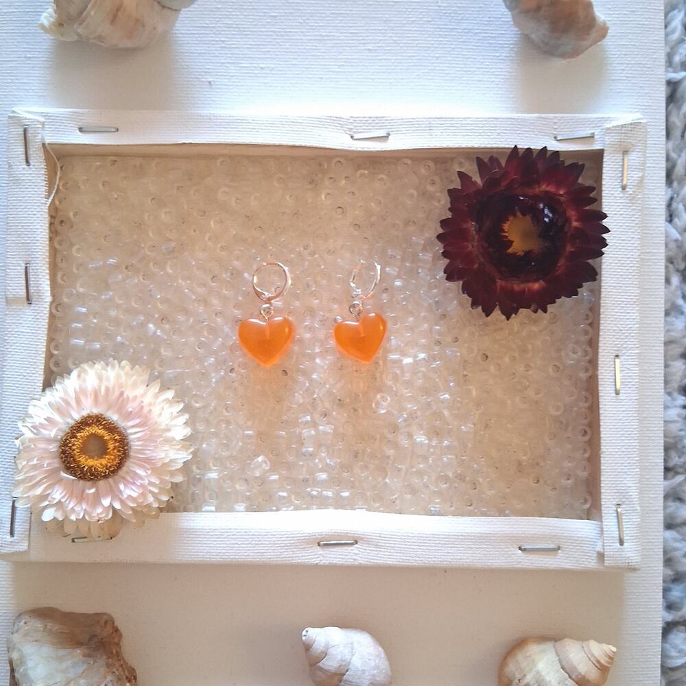 SUNSET ORANGE HEART EARINGS PERFECT FOR SUMMER AND FALL